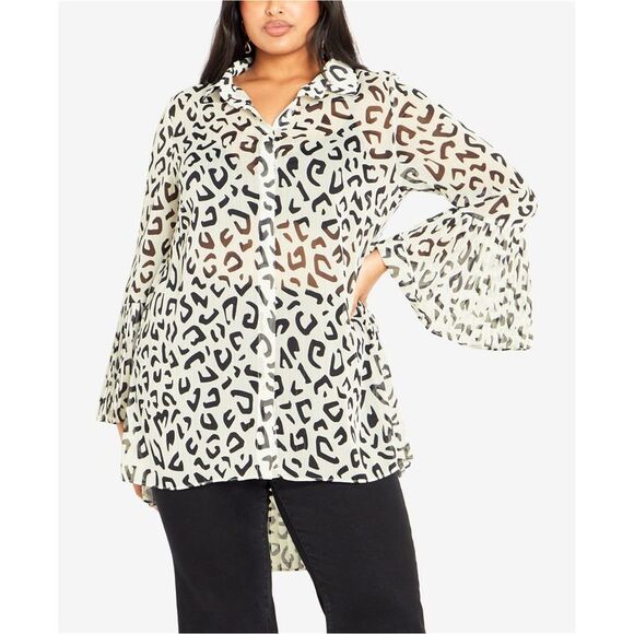 avenue Tops - avenue Womens Plus Size Perla Pleat Button Down Blouse, NWT